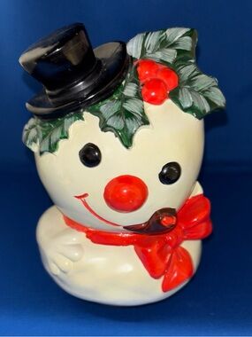 Vtg Rare Wind UP music Box Snowman Hard Plastic Christmas Decor 60's Orig Box!